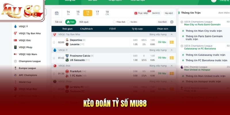 kèo đoán tỷ số